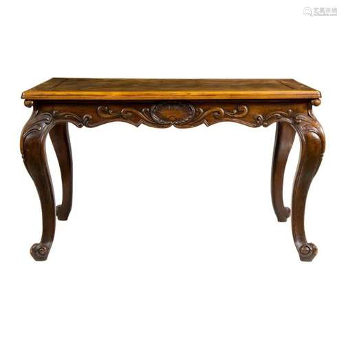 A French Provincial parquetry and string inlaid table