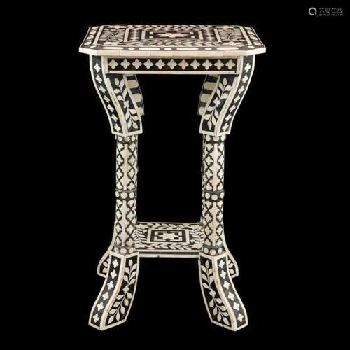 A bone inlaid mahogany tabouret in the Asian taste