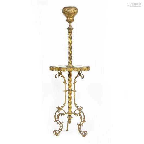 A Victorian gilt metal piano lamp base