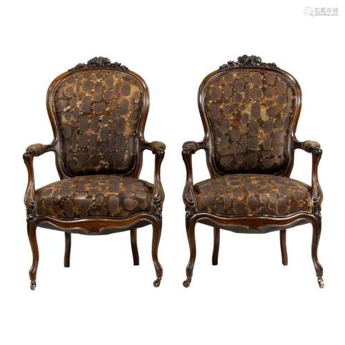 A pair of Rococo Revival fauteuils circa 1860