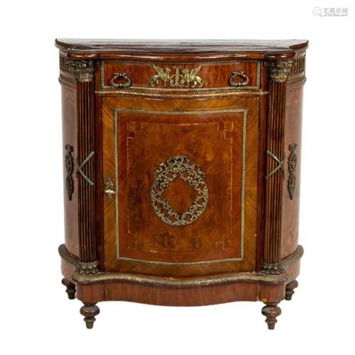 A Louis XV style marquetry decorated foyer cabinet