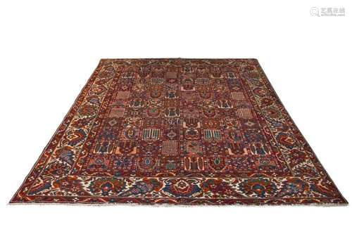 An antique Persian Bakhtiari carpet, 13 2" x 15 6"