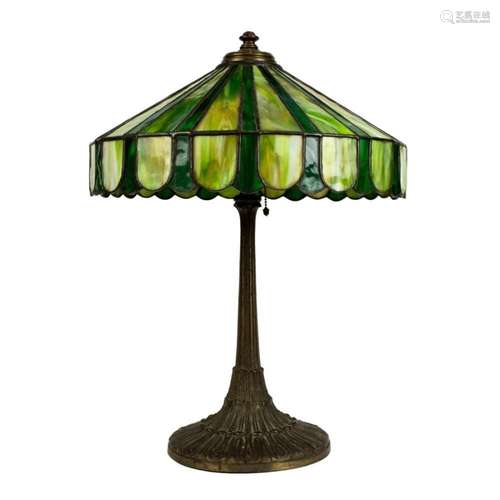 An Arts & Crafts slag glass lamp circa 1920