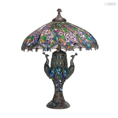 A Tiffany style lamp leaded glass table lamp