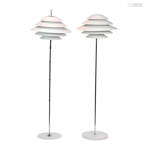 A pair of Robert Sonneman attrib. chrome floor lamps