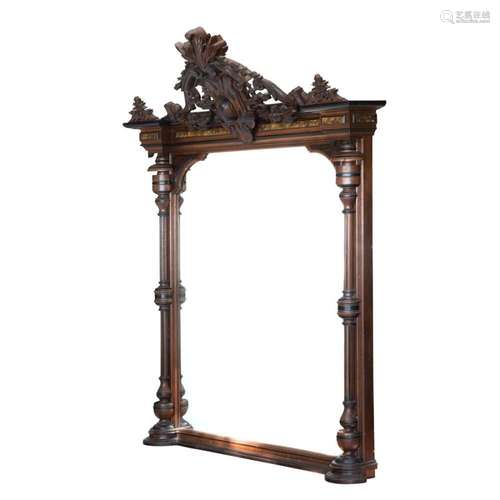 American Victorian Renaissance Revival overmantle looking gl...