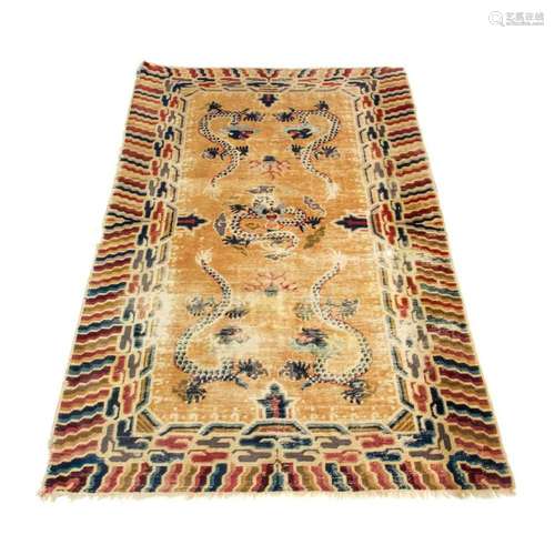 Antique Chinese carpet with dragon design