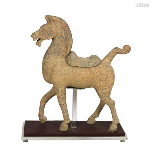 Chinese gray pottery figure of a horse, Han dynasty