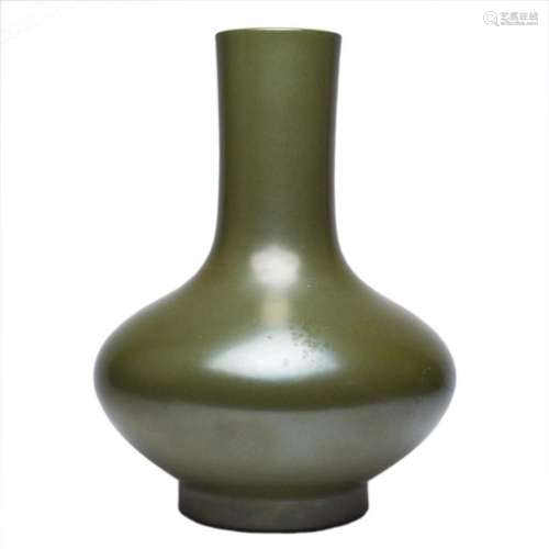 Chinese tea-dust glazed stick neck vase