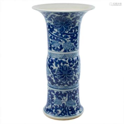 Chinese blue and white gu vase