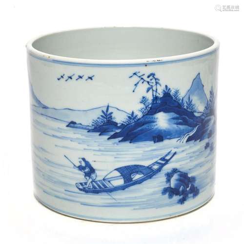 Chinese blue and white brush pot