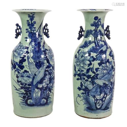 Pair of Chinese blue and white vases