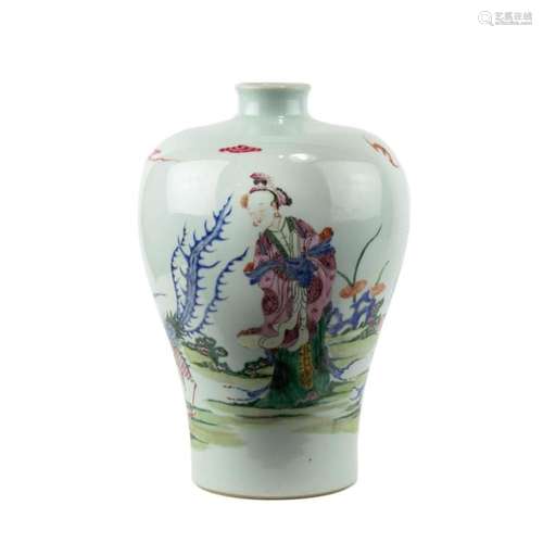 Chinese famille rose meiping vase