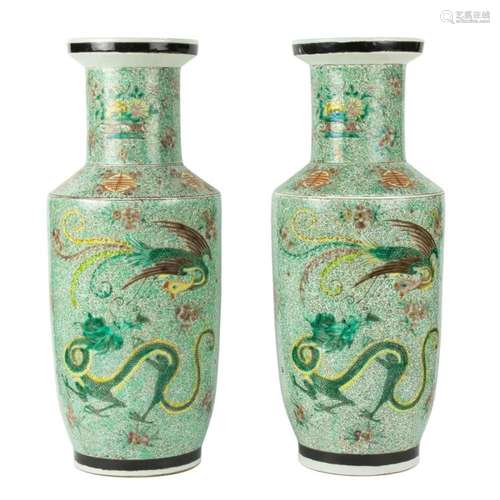 Pair of Chinese famille verte vases