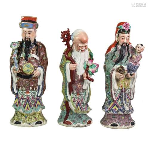 (lot of 3) Chinese famille rose Star Gods