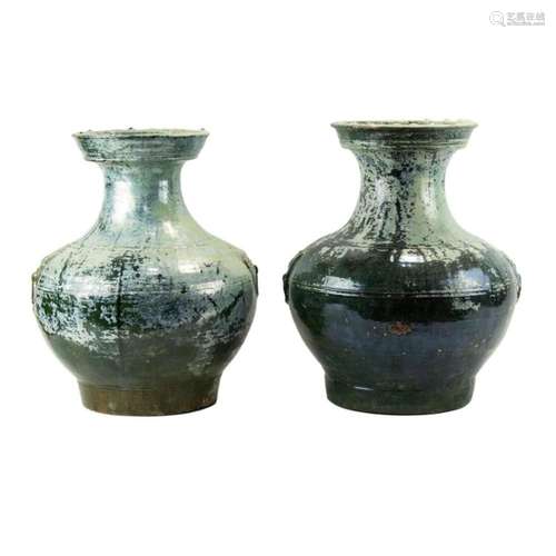 Pair of Chinese Han dynasty pottery vessels