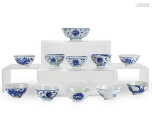 (lot of 11) Chinese blue and white bowls