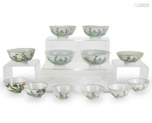 (lot of 12) Chinese famille rose bowls