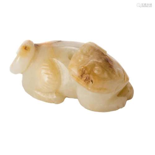 Chinese russet white jade  tiger  pendant