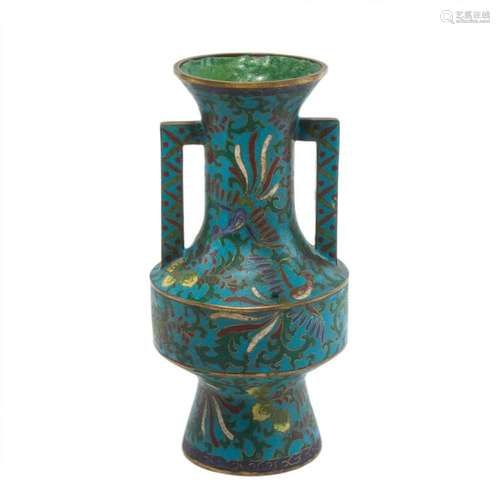 Chinese cloisonne enamel vase