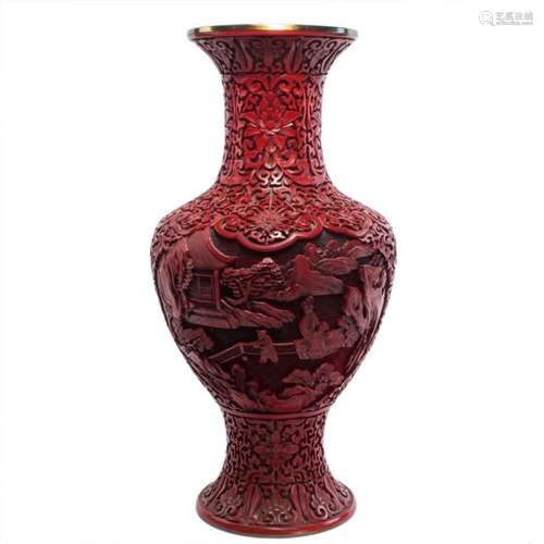 Chinese cinnabar lacquer vase