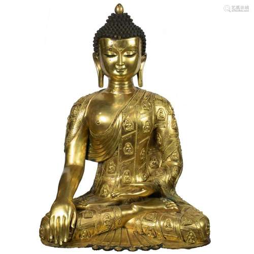 Large gilt bronze figure of Buddha