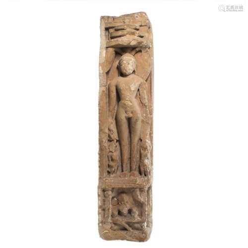 South Asian limestone Jainist figure of Jina Parsvanatha