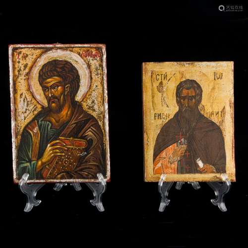 Two Slavic religious icons of Saints the 9