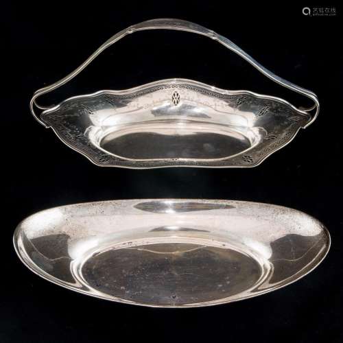 (Lot of 2) Sterling bread trays: the basket form tray by Whi...
