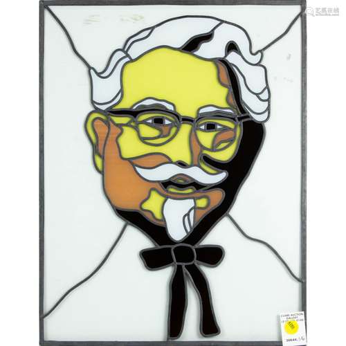 Colonel Sanders leaded and stained glass advertising portrai...