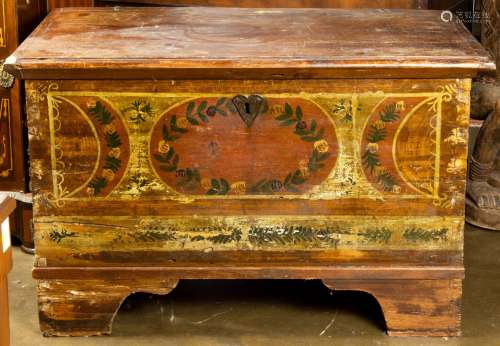 A Continental painted decorated chest