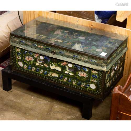 A Chinese painted camphor chest