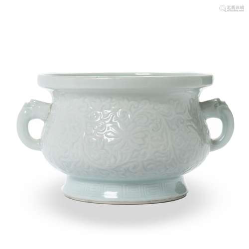 Chinese white glazed and molded incense burner