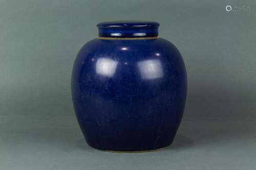 Chinese cobalt blue glazed lidded jar