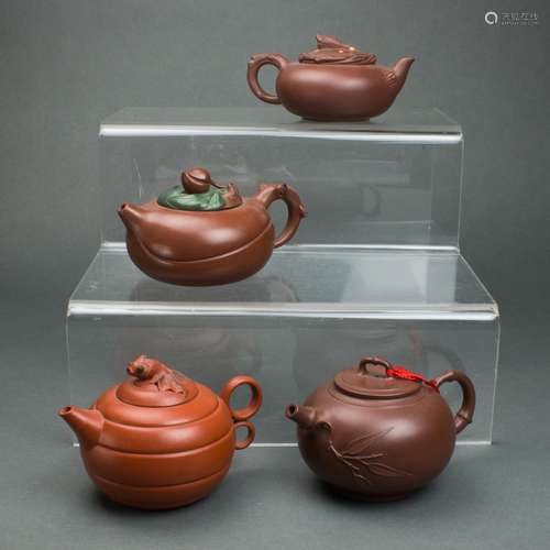 (lot of 4) Chinese Yixing teapots