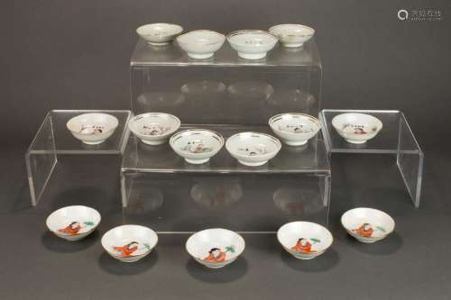 (lot of 15) Chinese famille rose saucer dishes