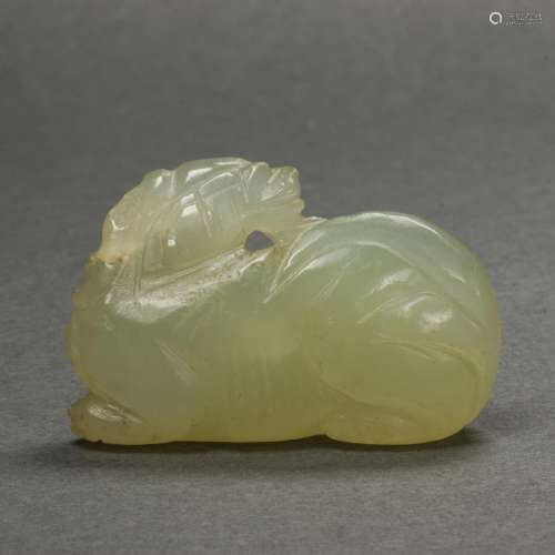 Chinese white jade 'beast' toggle
