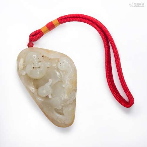 Chinese russet white jade toggle