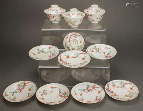 (lot of 10) Suite of Japanese kakiemon porcelains