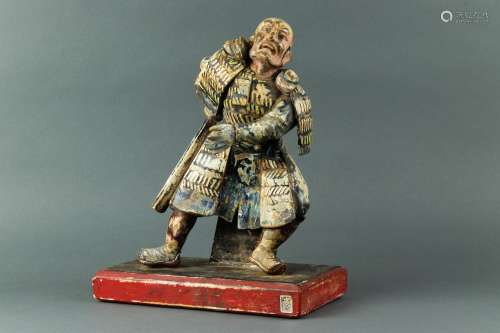 Japanese polychromed wood figure of a samurai