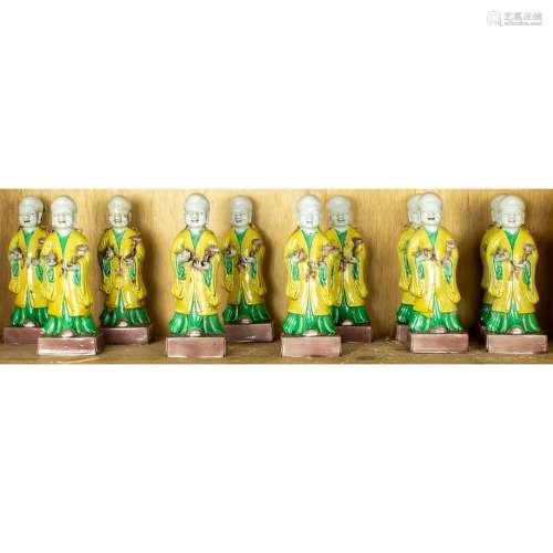 (lot of 11) Chinese famille verte porcelain figures