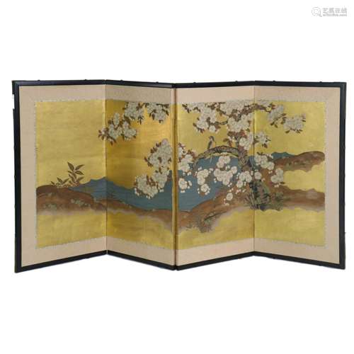 Japanese four-panel folding screen