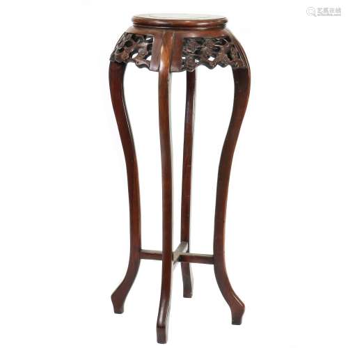 Chinese hardwood stand with marble top