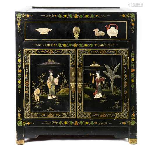 Chinese lacquered corner cabinet