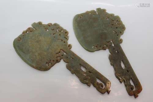 Pair of Chinese Jade Carved Axe