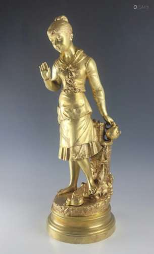 Large19C French Gilt Bronze Statue Signed