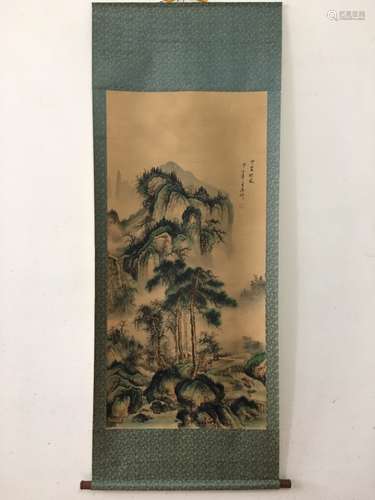 Chinese Ink Color Landscape Scroll