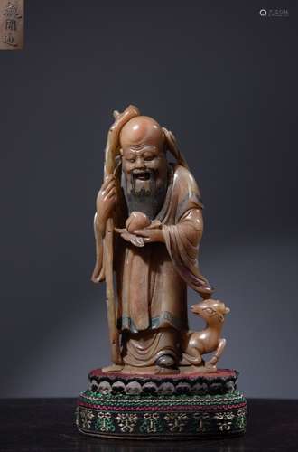 Chinese Soapstone Carved Shou figural