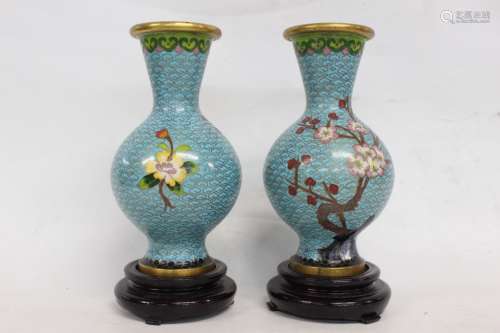 Pair of Chinese Cloisonne Vases