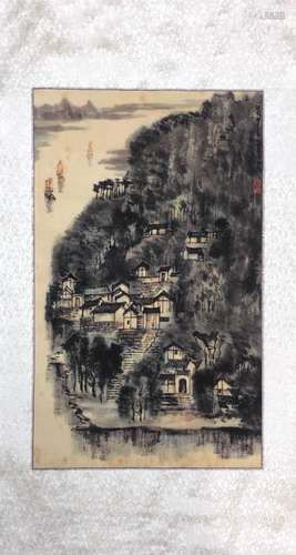 Chinese Ink Color Landscape Painting